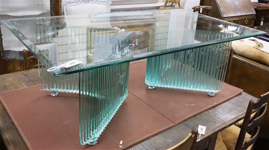 A contemporary glass coffee table W.120cm